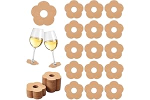 FINGERINSPIRE 150Pcs Marqueur de Verre à Vin en Papier 68.5x67mm Avec Fleurs Vierges pour Verres à Pied Étiquettes de Nom de Boisson BurlyWood Jetables Étiquette de Vin Verre à Vin Breloque de Boisson