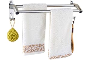 PHOEWON Towel Rails Towel Racks Wall Mounted Hand Towel Holder with Hooks, SUS 304 Stainless Steel Towel Bars for Bathroom Kitchen Accessory