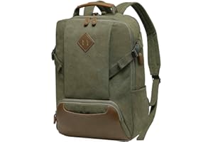 Kasgo Sac à Dos Homme, Imperméable Sac a Dos Voyage Femmes 15.6 Pouces Ordinateur avec Chargement USB Port & 2 Compartiments Vintage Toile Cartable pour Travail Scolaire College