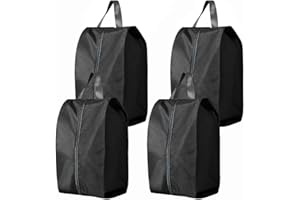 SCDZY Schuhtasche 4er Set, Wasserdicht Schuhbeutel Reise Groß Schuhsack mit Reißverschluss Oxford Stoff Schuhtaschen Shoe Bag Organizer für Reisen Oder Zuhause-Aufbewahrung (Schwarz)