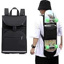 Zaino Per Skateboard In Nylon - Impermeabile, Regolabile, Per Longboard E Skate Standard, 41x25x7 Cm, Nero - Foto 11