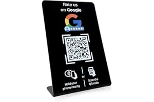 NEXIT Aufsteller für Google Bewertungen mit QR-Code und NFC-Chip (Englisch) 16,5 x 10,5 cm - schwarz