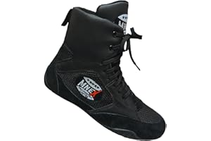 MNEX PRO FIGHTING LIMITED Boxing MMA Shoes - Suede & Mesh, Anti-Slip Rubber Sole | MNEX Boxing Shoes | Handmade | Light Weight | Size 3-12, Black, Red, Blue