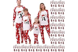 Nuaoxyeu Family Matching Pajamas Christmas Pjs Set A-Z Letters Print Xmas Pyjamas Crew Neck Long Sleeve Shirts and Pants Sets Matching Pjs for Couples Family Nightwear Sleepwear Loungewear