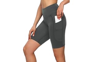 MOVE BEYOND Femme Shorts de Sport avec 2 Poches Taille Haute Leggings Court de Contrôle du Ventre Pantalon Yoga pour Fitness Jogging Gym