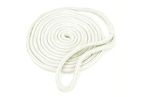 AMARINE MADE Amarine-made 3/4 Inch 25 FT Double Braid Nylon Dockline Dock Line Mooring Rope Double Braided Dock Line (White)