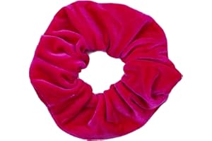 Mytoptrendz® Preamium Plain Colour Large Soft Smooth Velvet Scrunchie Hair Ties Ponytail Holder Hair Band Bobble For Women Girls (Fuchsia pink )