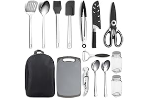 Kyraton Camping Cooking Set 15 Pack, Camping Cookware, Camping Essentials, Portable Camping Kitchen Utensil Set, Ldeal For Backpacking, Barbecuing, Camping And Hiking Trips.