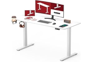 Sanodesk QS1 Biurko elektryczne do siedzenia i stania 110 x 60 cm, pełny blat, biurko stojące z regulowaną wysokością, panel klawiatury z funkcją pamięci, białe