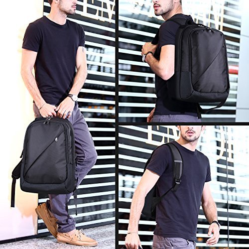 REYLEO Business Rucksack Herren 14 1 Zoll Laptop Tasche Schlanker Tagesrucksack F  r Die Arbeit Und Stadt Wasserdicht Schwarz RB01