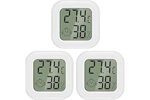 PAIRIER Room Thermometer Indoor,Mini Digital Thermometer Room Temperature Monitor,Temperature Humidity Meter Gauge for Greenhouse Home Office 3 Pack White