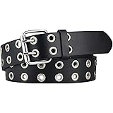 thick black belt with silver holes