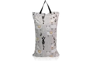 MHwan Wet Bag, Waterproof Large Double Zipper Wet Swimsuit Bag, Reusable Wet Bags for Babies, Suitable for Baby Diaper, Gym, Beach, Pool Wet Bag (Cactus Sheep)