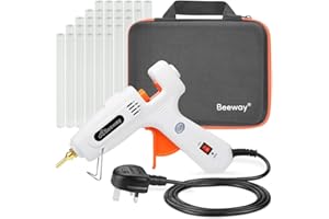 BEEWAY Hot Glue Gun 100W - inc. 30 Pack 11.2mm x 150mm Glue Sticks, Extra Long Copper Nozzle, Compact Storage Carrying Case - Professional
