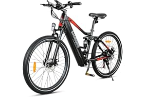 SAMEBIKE 26" Electric Bike for Adult, Ebike for Adult, Full Suspension Bicycles with 48V 14Ah Battery with 7 Speed Gears Dual Hydraulic Brakes ladies women and men