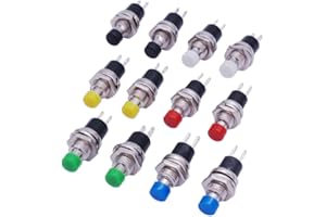 CELIMS Mini botón pulsador – Interruptor de encendido/apagado – Momentané negro/rojo/verde – a elegir