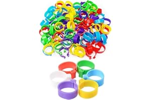 DEFGNOP 60 Stück Geflügel Band, hühnerringe，Plastikgeflügel Beinringe für Hühner, Enten, Hühner, Taube, Kleintiere, 6 Farben, leicht zu unterscheiden
