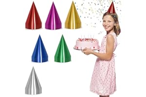 BRDTKUGV 24 Pcs Party Hats, Sparkling Triangle Birthday Paper Cone Hat Colorful Metallic Foil, Paper Crown, Birthday Dress Up Decoration Hats, for Kids Adults Dress Up Party Decoration Photo Props 6 Colors