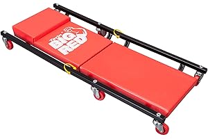 BIG RED Rolling Garage/Shop Creeper: 2 Piezas, Carrito mecánico Acolchado de 36 Pulgadas con reposacabezas y 6 Ruedas, Rojo TR7565R-1 Torin