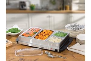 Prochef 4 Portion 300W Stainless Steel Buffet Server & Plate Warmer