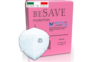 MEDICINADELLAVORO.COM 25 Mascherine FFP2 Certificate CE Made in Italy 0477, Mascherina FFP2 Italia 5 Strati BFE≥99 con Certificazione Italiana, Maschera Facciale Certificata e Sanificata Antiappannamento - 25 Pezzi
