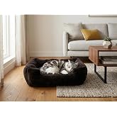 BRT Pet Premium Dikd&ouml;rtgen Peluş Kedi Yatağı Ve K&uuml;&ccedil;&uuml;k Irk K&ouml;pek Yatağı - 60X40 Cm, Siyah