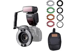 YONGNUO NAMVO Yongnuo YN14EX II Kit de luz de Flash de Anillo Macro con Anillos adaptadores Filtros de Temperatura de Color Soporte para Zapata Caliente Flash M/TTL + Difusor NAMVO