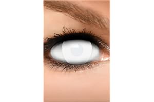 FUNZERA Lentilles de Contact Blanches – Effet DEAD ZOMBIE, Sans Correction, Journalières, 1 Paire (2 pcs), Vision Réduite à 60 % – Idéales pour les Soirées et Déguisements