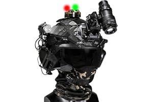 FANDAO Ensemble de Casque Tactique Noir Camo Airsoft NVG Premium L4G24 Monture en Alliage d'aluminium Casque d'écoute Antibruit pour Capter Le Son Lunettes Externes Lampe de Poche Puissante