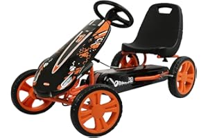 Hauck Gokart Speedster dla dzieci od 4 do 8 lat, do 50 kg, hamulec ręczny, 3-stopniowo regulowane siodełko, Pomarańczowy