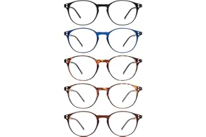 ZONLON 5 Pack Retro Reading Glasses Men Women Blue Light Blocking Lightweight Computer Readers with Spring Hinges