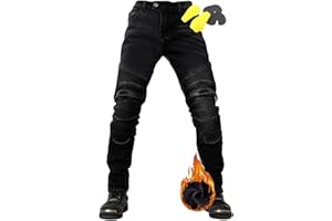 ZZJCY Pantaloni Moto Uomo Inverno, Pantaloni Moto Invernali Plus Pile, Jeans Imbottiti Uomo Addensare, Jeans Moto con Cerniera