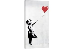 canvashop Quadri Moderni Banksy Bambina Con Palloncino 60x30 cm Verticale Quadro Su Tela Canvas Stampe Da Parete Soggiorno Bansky Ragazza Balloon Girl Street Art pop art