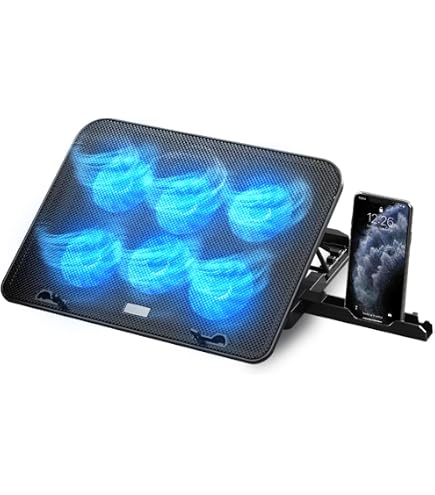 Notebook Cool Pad Con Ventola LED Blu - Supporto Regolabile Con Porta USB Integrata - GrecoShop Mod. A