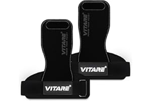 VITARE Weight Lifting Straps, Triple Leather Weightlifting Gym Wrist Straps, Gym Grips for Deadlifts, Pull-Ups, Powerlifting, Anti-Slip Gloves with Thickened Padding, Fitness Gifts for Men & Women - Pair