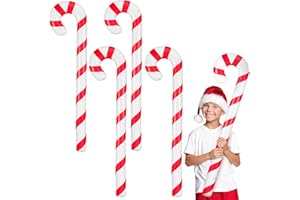 Aoriher 4 Bastones de Caramelo Inflables Palo de Bastón de Caramelo Gigante Decoración Inflable de Bastón de Caramelo de Árbol de Navidad Colgante para Adornos de Novedad Interior Exterior Pared (M)