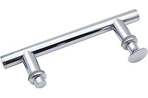 KEABATH Stainless Steel SUS304 Shower Round Door Handle with Plastic knob, Shower Glass Door Handle Pull Handle Parts Replacement for Shower Enclosure, Shower Room Cabinet 140mm Hole to Hole