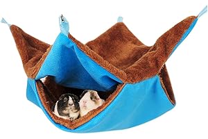 Souarts Hamster Hamac Petit Animal Peluche Double Epaisseur Lit Hamac pour Hamster Hamster Maison Suspendue Hamac Hamac pour Petit Animale de Compagnie(Bleu，s)