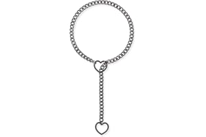 ADEMISHIA Herz O-Ring Slip Chain Halskette für Frauen, handgemachter Punk Gothic Kubanischer Halskette Schmuck Verstellbare Lariat Y-Halskette