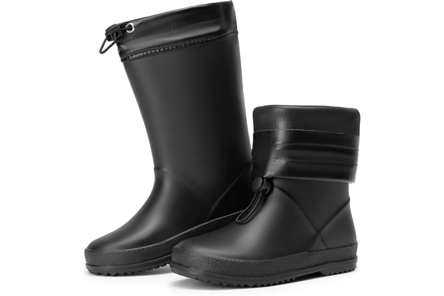 DREAM PAIRS Kids Rain Boots Boys Girls Lightweight Boots Waterproof Easy-on Outdoor Playing Rain Boot Unisex-Child