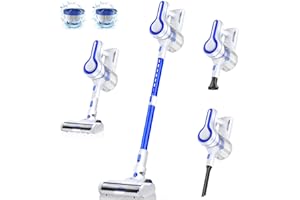 EICOBOT AR182 Aspirapolvere Senza Fili,23000PA Scopa Elettrica Senza Fili Potente 6 in 1,35 Minuti di Autonomia,Contenitore Per La Polvere da 1,5L,con LED,Aspirapolvere Leggero Per La Casa,Blu