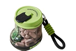 MURRI&MURRDI Daily Pill Bottle Organizer, Lovely Pill Dispenser with 4 Compartments, Travel Pill Organizer with Anti-Mixing & Wide Openings Medication Supplements Organizer (Green)