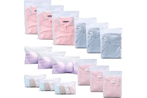 NITAIUN 15 piezas bolsas de almacenamiento de viaje, bolsa con cremallera organizador de equipaje sello bolsa impermeable plástico transparente esmerilado bolsa de ropa para cosméticos zapatos traje