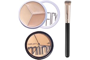 RIENAN 2 Stück Concealer Augenringe,3 in 1 Concealer Creme,Wasserdicht Full Cover Concealer Palette,mit Concealerbürste zur Korrektur Dunkler Kreise Roter Markierungen und zur Hervorhebung Der Kontur