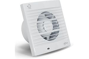 EINTTAX 100 mm Ventilateur,Extracteur d'Air,VMC,avec Clapet Anti-Retour Timer,12 W,32dB, pour Salle de Bain,Cuisine,Bureau,WC,Silencieux,Blanc