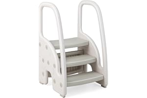 COSTWAY 3-Stopniowy Stołek dla Dzieci z Regulacją Wysokości, Zdejmowanym Stopniem Wierzchnim i Antypoślizgową Wyściółką, Drabinka do Nauki, Obciążenie 50 kg