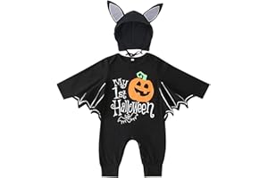 XUMPLO 3Pcs Baby Boy Halloween Outfits Pumpkin Dinosaur Bat Prints Newborn Clothes Long Sleeve Clothes for Infant Boy 0-18 Months