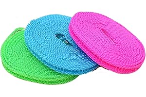 Dinghaole 3 Stück 8m Wäscheleine Camping rutschfeste Reisewäscheleine für Garten Balkon und Wohnwagen - Outdoor-Zubehör Wäscheleine zum schnellen Trocknen von Kleidung (blau, rosa, grün)