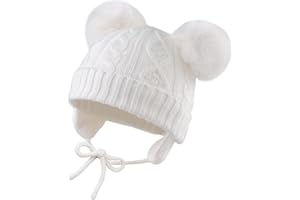 XIAOHAWANG Tricoté Bébé Bonnet Fille Garçon Hiver Chapeau pour Enfant Tout-Petit Toque avec Pompon
