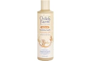 Childs Farm OatDerma Bain moussant sans parfum, hydratation apaisante pour peaux sensibles, bébé, 250 ml